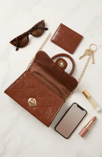 Gesteppte Schultertasche Aus Kunstleder 4026-01 Terracotta 4026-01