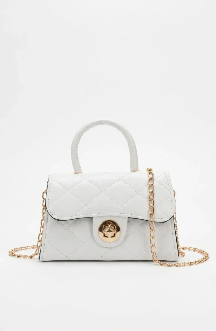 Gesteppte Schultertasche Aus Kunstleder 4026-02 Weiß 4026-02