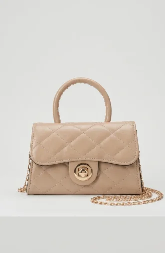 Gesteppte Schultertasche Aus Kunstleder 4026-04 Milchkaffee 4026-04