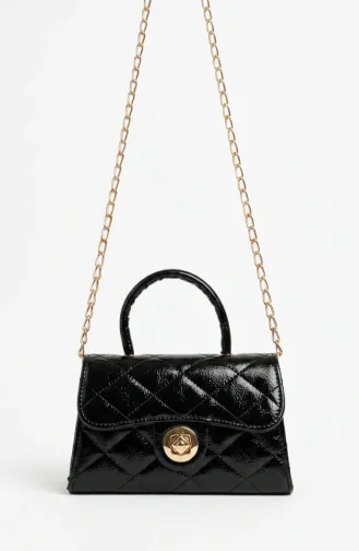Gesteppte Schultertasche Aus Kunstleder 4026-05 Schwarz 4026-05