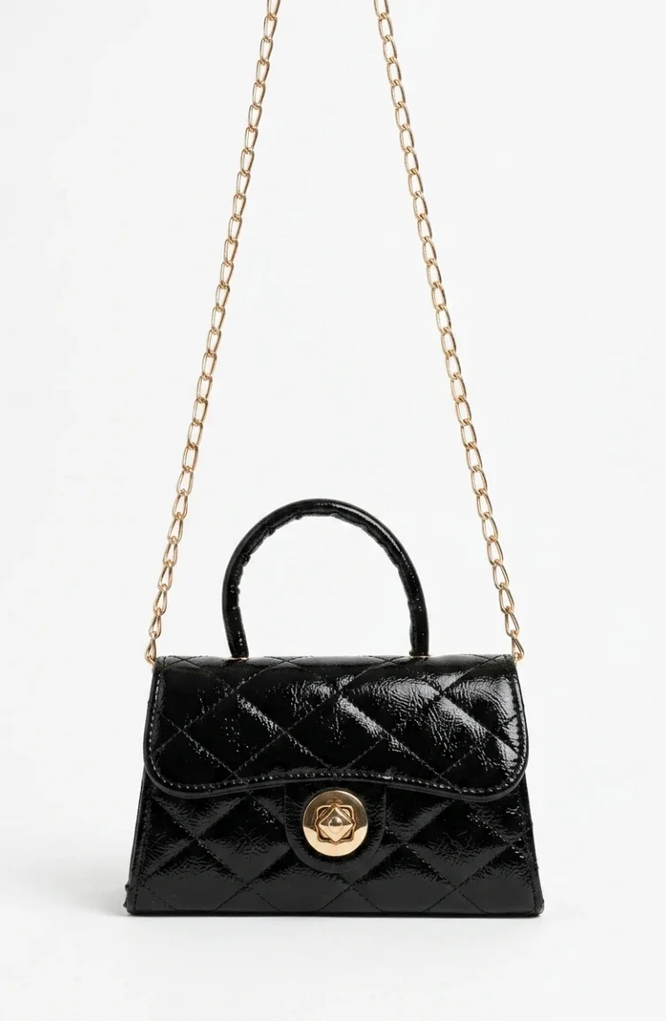 Gesteppte Schultertasche Aus Kunstleder 4026-05 Schwarz 4026-05