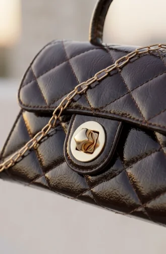 Quilted Faux Leather Shoulder Bag 4026-07 Brown 4026-07