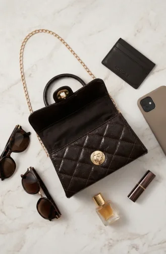 Quilted Faux Leather Shoulder Bag 4026-07 Brown 4026-07