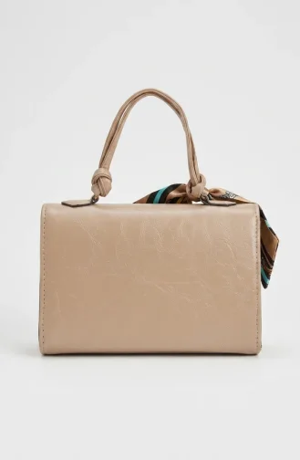 Schultertasche Aus Kunstleder Mit Schal-Detail Modell 4042-02 Farbe: Milky Coffee 4042-02