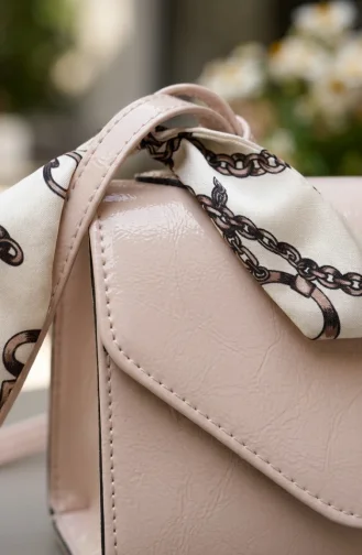 Schoudertas Van Imitatieleer Met Sjaaldetails 4042-03 Beige 4042-03