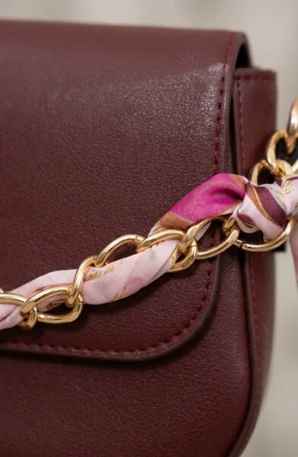 Shawl Strap Leather-Look Shoulder Bag 4043-02 Burgundy 4043-02