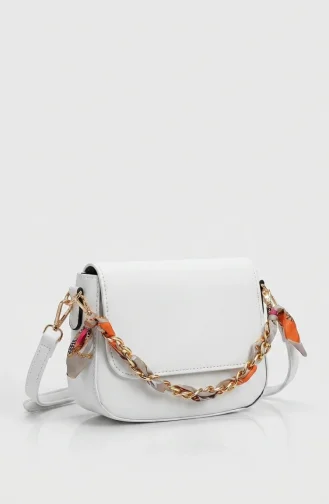 Shawl Strap Leather-Look Shoulder Bag 4043-03 White 4043-03