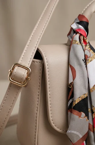 Stylish Scarf Detail Faux Leather Shoulder Bag 4044-06 Mink 4044-06