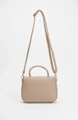 Stylish Scarf Detail Faux Leather Shoulder Bag 4044-06 Mink 4044-06