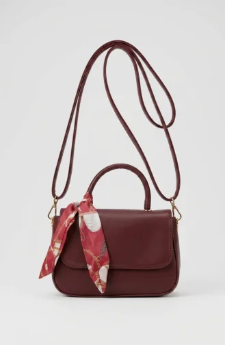 Elegante Schultertasche Aus Kunstleder Mit Schal-Detail Modell 4044-07 Burgunderrot 4044-07