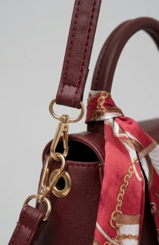 Elegante Schultertasche Aus Kunstleder Mit Schal-Detail Modell 4044-07 Burgunderrot 4044-07