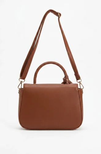Stylish Scarf Detail Faux Leather Shoulder Bag 4044-08 Tan 4044-08