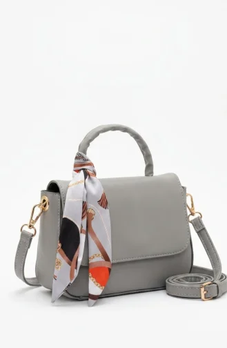 Stylish Scarf Detail Faux Leather Shoulder Bag 4044-09 Grey 4044-09