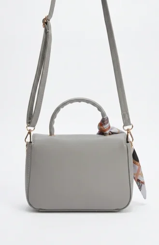 Stylish Scarf Detail Faux Leather Shoulder Bag 4044-09 Grey 4044-09