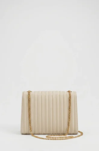 Chain Strap Textured Shoulder Bag 4050-04 Beige 4050-04