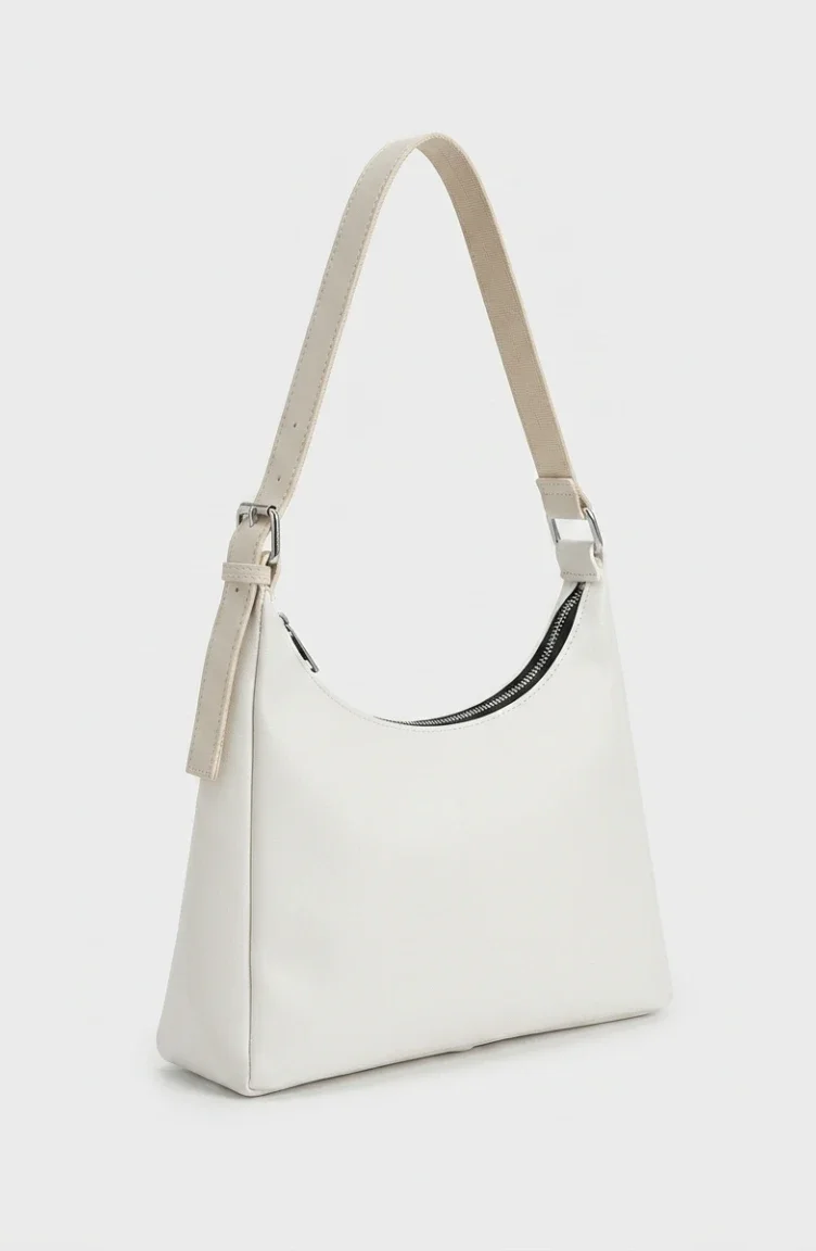 Stylish Faux Leather Shoulder Bag 4054-01 White 4054-01