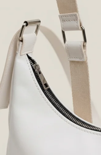 Stylish Faux Leather Shoulder Bag 4054-01 White 4054-01