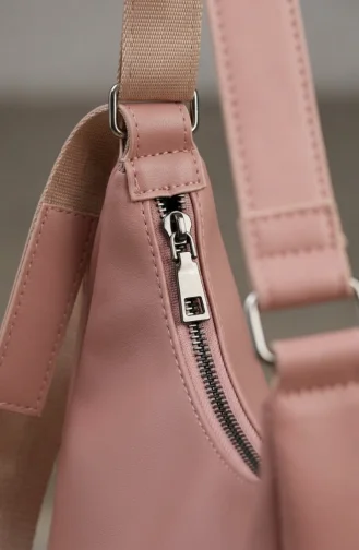 Stylish Faux Leather Shoulder Bag 4054-02 Powder Pink 4054-02