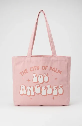Printed Canvas Shoulder Bag 4065-01 Powder Pink 4065-01