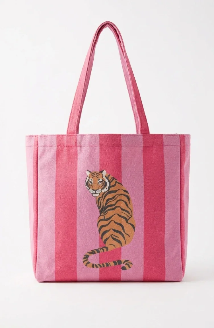Bedrukte Canvas Schoudertas 4065A-01 Roze 4065A-01