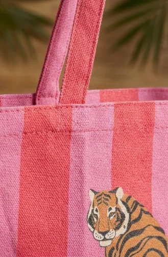 Printed Canvas Shoulder Bag 4065A-01 Pink 4065A-01