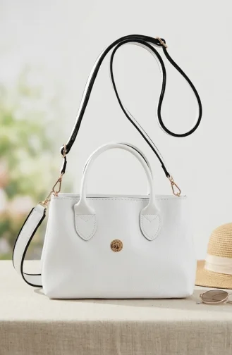 Stylish Faux Leather Shoulder Bag 4003-03 White 4003-03