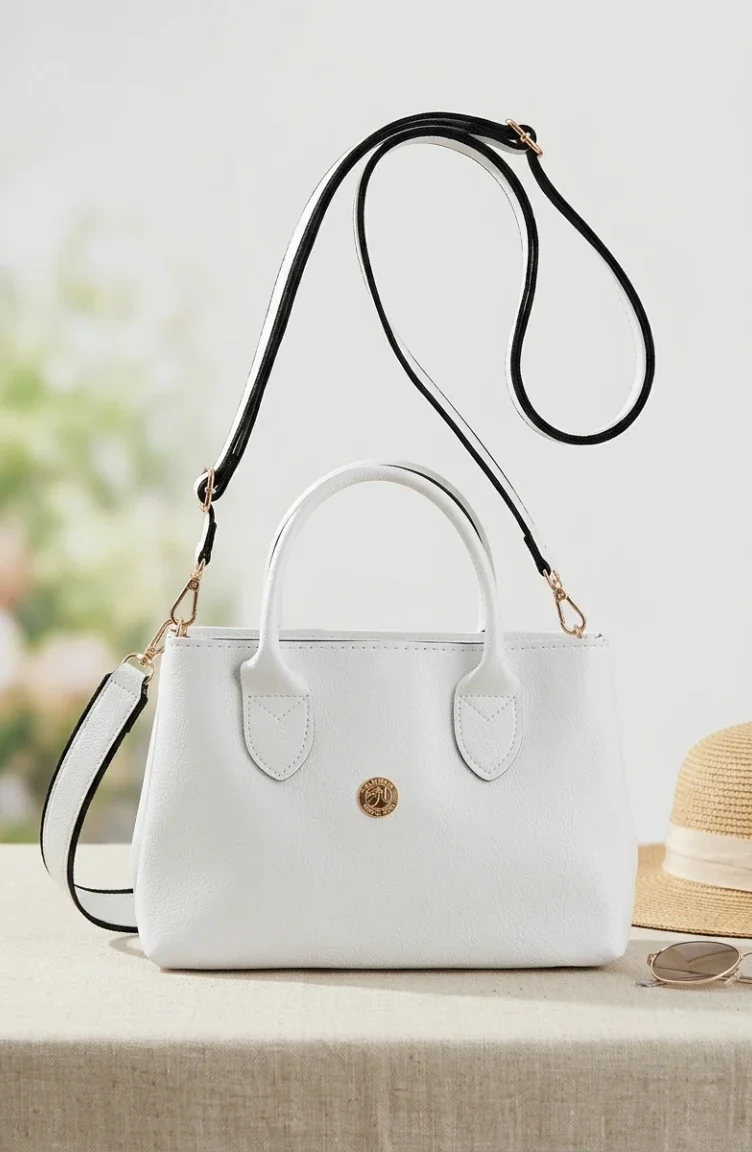 Stylish Faux Leather Shoulder Bag 4003-03 White 4003-03