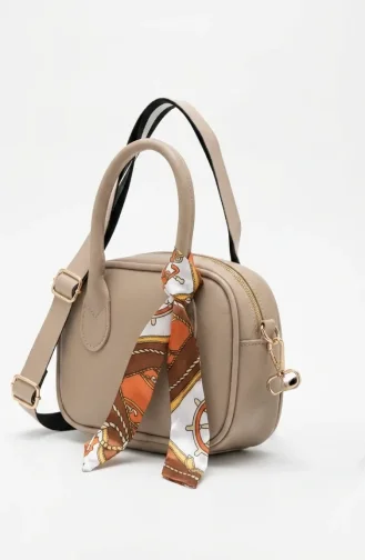 Stilvolle Schultertasche Aus Kunstleder Mit Schal-Detail 4036-01 Nerz 4036-01