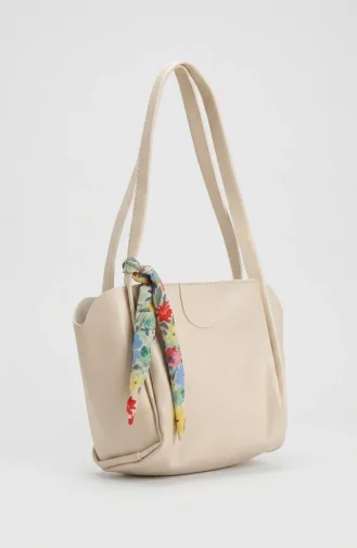 Elegante Schultertasche Aus Leder Mit Schal 4038-01 Beige 4038-01