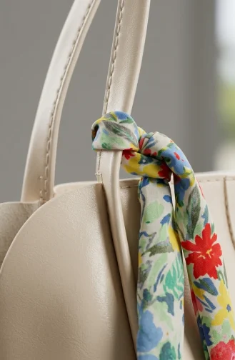 Elegante Schultertasche Aus Leder Mit Schal 4038-01 Beige 4038-01