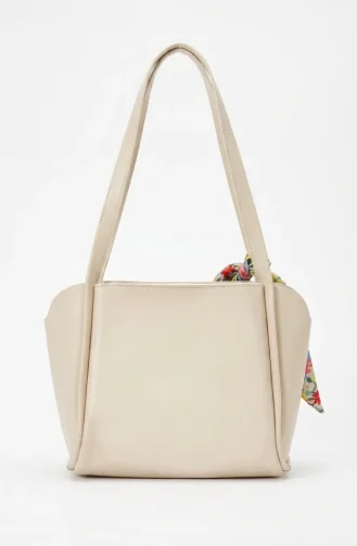 Elegante Schultertasche Aus Leder Mit Schal 4038-01 Beige 4038-01