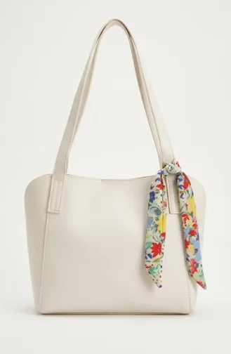 Elegante Schultertasche Aus Leder Mit Schal 4038-03 Creme 4038-03