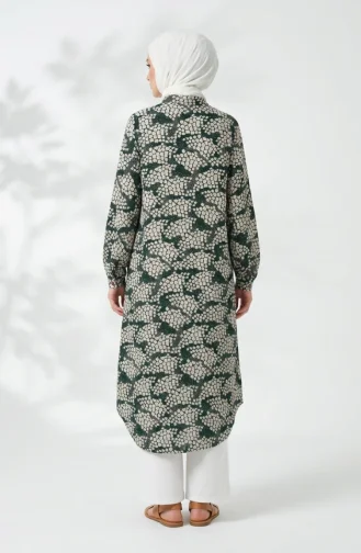 Viscose Fabric Tunic And Pants Two-Piece Hijab Set 0367-01 Emerald Green 0367-01