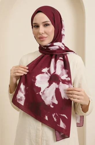 وشاح ناعم منقوش 70377-02 بورغندي 70377-02
