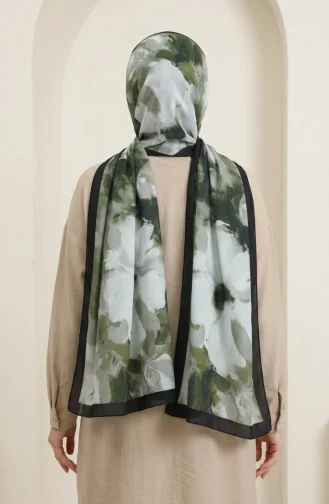 Patterned Soft Scarf 70377-05 Khaki Black 70377-05
