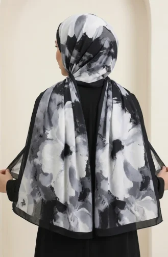 Patterned Soft Scarf 70377-06 Black Beige 70377-06