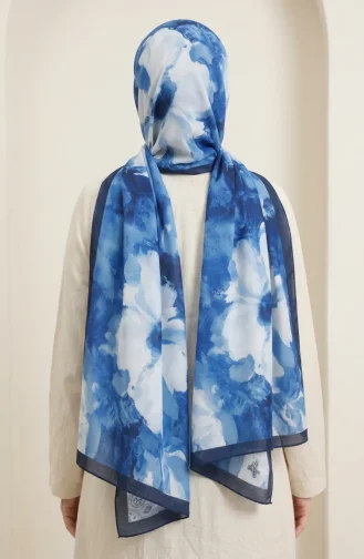 Patterned Soft Scarf 70377-11 Navy Blue 70377-11