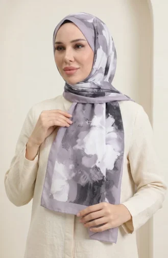 وشاح ناعم منقوش 70377-12 لون وردي فاتح 70377-12