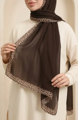 Leopar Desen kehribar Şal 70381-03 Acı Kahve