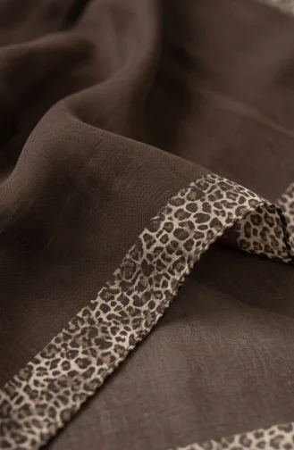 Leopar Desen kehribar Şal 70381-03 Acı Kahve