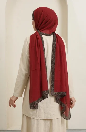 وشاح بلون العنبر بنقشة جلد النمر 70381-04 لون عنابي فاتح 70381-04
