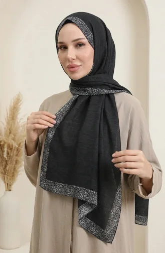 Leopardenmuster-Schal In Bernstein 70381-07 Schwarz Grau 70381-07