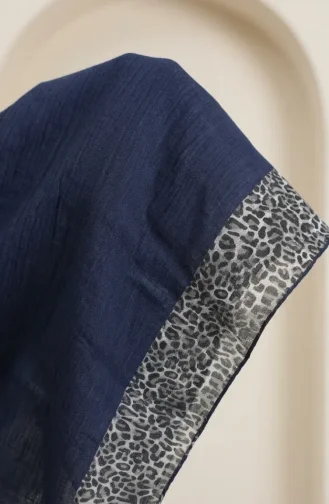 Leopard Print Amber Scarf 70381-08 Navy Blue 70381-08