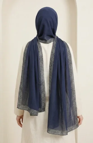 Leopard Print Amber Scarf 70381-08 Navy Blue 70381-08