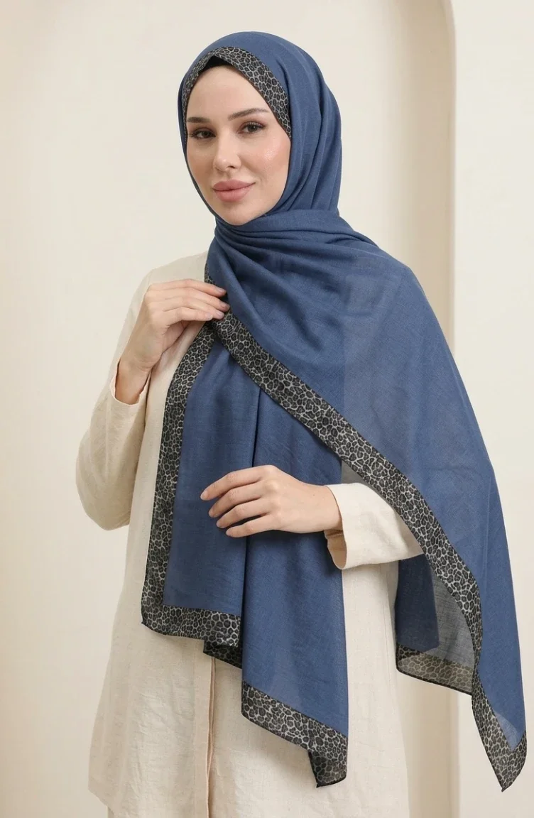 Leopard Print Amber Scarf 70381-12 Indigo 70381-12