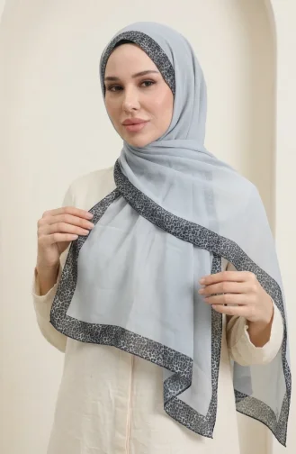 Leopar Desen kehribar Şal 70381-15 Gri