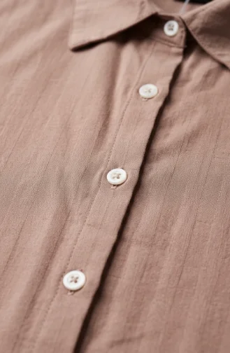 Gestreepte Linnen Tuniek Met Overhemdkraag En Knoopsluiting 0366-13 Roze 0366-13