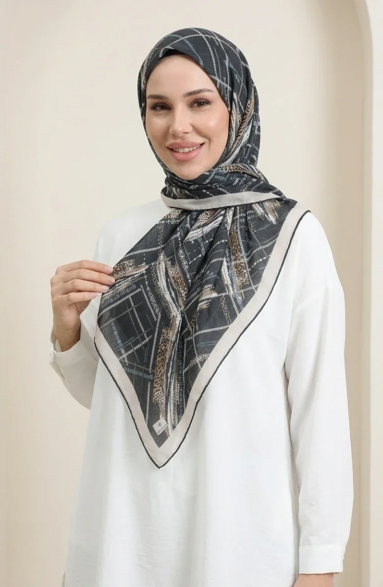 وشاح دبي الناعم 70392-01 أسود بيج 70392-01
