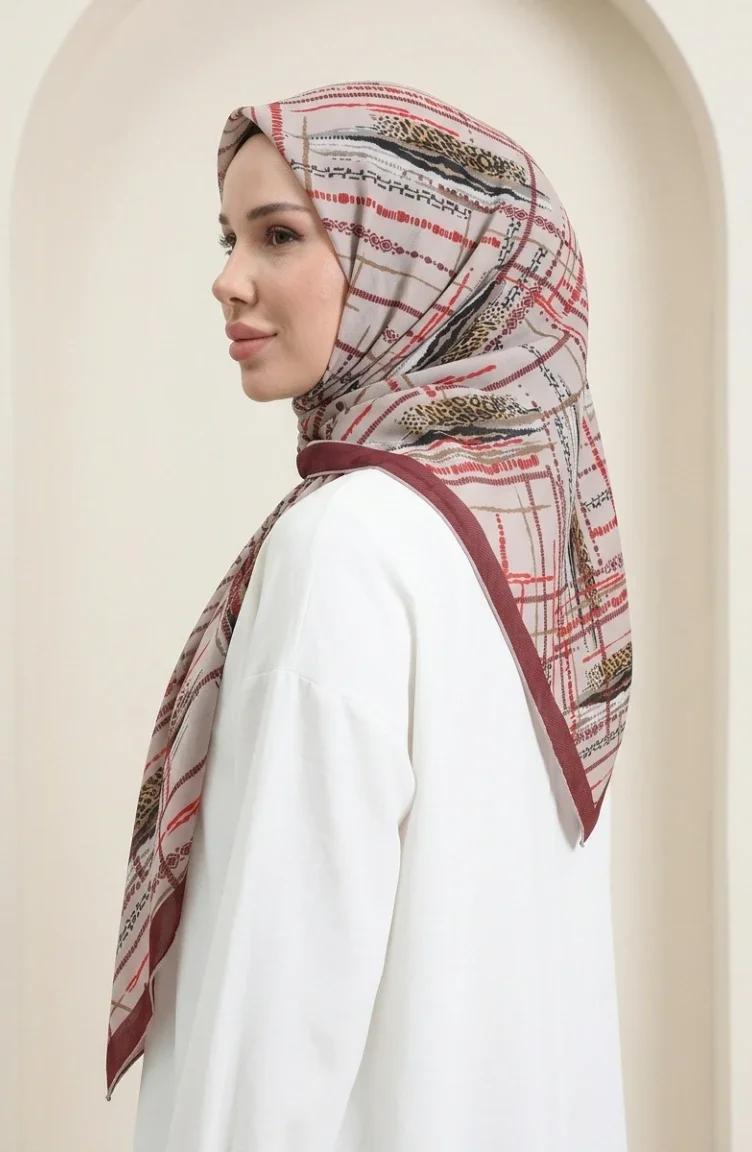 Dubai Soft Eşarp 70392-02 Bordo Bej