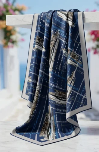 Dubai Soft Eşarp 70392-04 Lacivert Bej